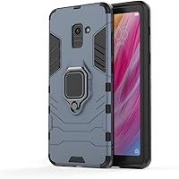 Case for Galaxy A8 Plus 2018,Military Protection [Built-in Kickstand] [Magnetic Car Holder] Dual-Layer Heavy Duty TPU+PC Shockproof Phone Case for Samsung Galaxy A8 Plus 2018 (Navy)