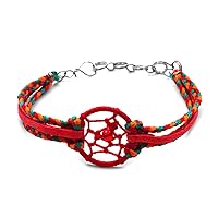 Dream Catcher Braided String Macramé Vegan Suede Multi Strand Bracelet - Womens Fashion Handmade Jewelry Boho Accessories
