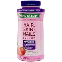 Nature s Bounty Optimal Solutions Advanced Hair, Skin, Nails, 2X Biotin, 200 Strawberry Gummies