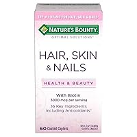 Nature's Bounty Optimal Solutions Hair, Skin & Nails Formula, 120 Coated Caplets (2 X 60 Count)