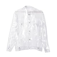 Men Transparent Thin Light Shiny Faux Leather Jacket Spring Autumn Luxury PVC Shirt Runway Coat