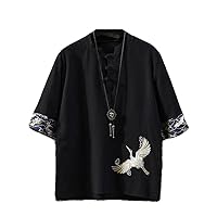 Chinese Style Button -Shirt Summer Short-Sleeved Shirt Loose Large Kimono Men