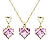 Y2K Pink Necklace Full Diamond Necklace Female Peach Heart Bride Necklace Earring Set Jewelry