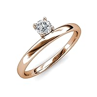 Round Diamond 0.50 ct Women Solitaire Asymmetrical Stackable Ring 10K Gold