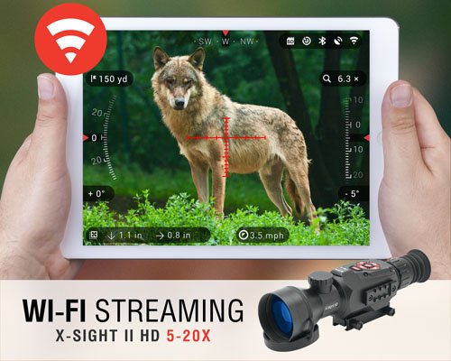 ATN X-Sight II HD 5-20 Smart Day/Night Rifle Scope w/1080p Video, Ballistic Calculator, Rangefinder, WiFi, E-Compass, GPS, Barometer, IOS & Android Apps