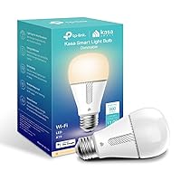 Light Bulb KL110, LED Wi-Fi smart bulb works with Alexa and Google Home, A19 Dimmable, 2.4Ghz, No Hub Required, 800LM Soft White (2700K), 9W (60W Equivalent)