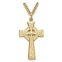 18KT Gold Over Sterling Silver Cross Pendant, 1 1/8 Inch