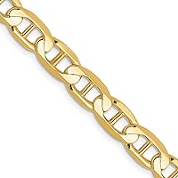 10k Gold 6.25mm Concave Nautical Ship Mariner Anchor Chain Necklace Jewelry Gifts for Women - Length Options: 18 20 24 26