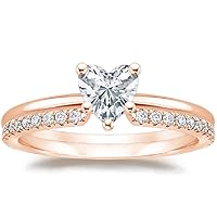 Classic Heart Engagement Rings for Women Sterling Silver, 1 Carat Moissanite Engagement Rings Wedding Anniversary Rings