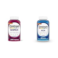 Centrum Multivitamin Tablets for Women and Men, Vitamin/Mineral Supplements with Vitamin D3, B Vitamins, Antioxidants, Non-GMO Ingredients - 200 Count Each