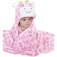 Baby Hooded Blanket Newborn Infant Soft Warm Swaddle Wrap Animal Face Coral Fleece Shower Bath Towel