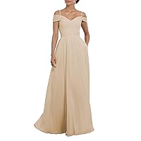 Off Shoulder Chiffon Bridesmaid Dresses Long Formal Evening Party Gowns