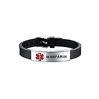 Medical Alert Bracelets for Women Adjustable Stainless Steel Silicone Emergency Awareness Medical ID Bracelet Wristband