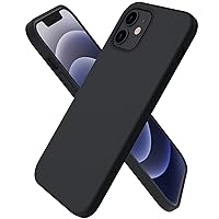 ORNARTO Compatible with iPhone 12 Mini Case, Slim Liquid Silicone 3 Layers Full Covered Soft Gel Rubber with Microfiber Case Cover 5.4 inch-Black