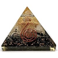 Black Tourmaline & Selenite Crystal Healing Reiki Crystal Pyramid Table Décor Reiki Stone Pyramid Crystal Healing Stone Reiki Healing