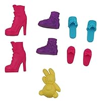 Replacement Part for Barbie Camper - Y0744 ~ Replacement Parts Bag ~ 2 Pink Boot Shoes, 2 Purple Boots, 2 Pink Flip Flops, 2 Blue Flip Flops, and 1 Teddy Bear