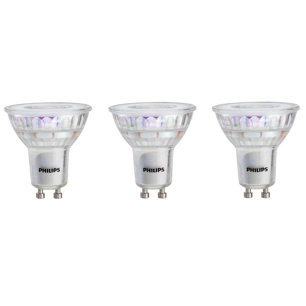 Philips LED GU10 Dimmable 35-Degree Spot Light Bulb: 400-Lumen, 3000-Kelvin, 6-Watt (50-Watt Equivalent), Bright White, 3-Pack