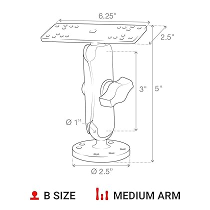 RAM Mounts Garmin Marine Electronic Mount RAM-B-111U with Medium Arm Compatible with Select Garmin Devices