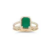 1.50 Ct 8x6 mm AA Emerald Natural Emerald Solitaire Ring in 14KY Gold