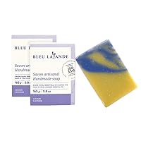 Bleu Lavande – 2 Pack of 100% Natural Handmade Lavender Body Soap – Made with Certified Premium & Pure True Lavender Essential Oil – Vegan & Cruelty-Free – No Artificial Fragrances - 2x 5.8 Oz