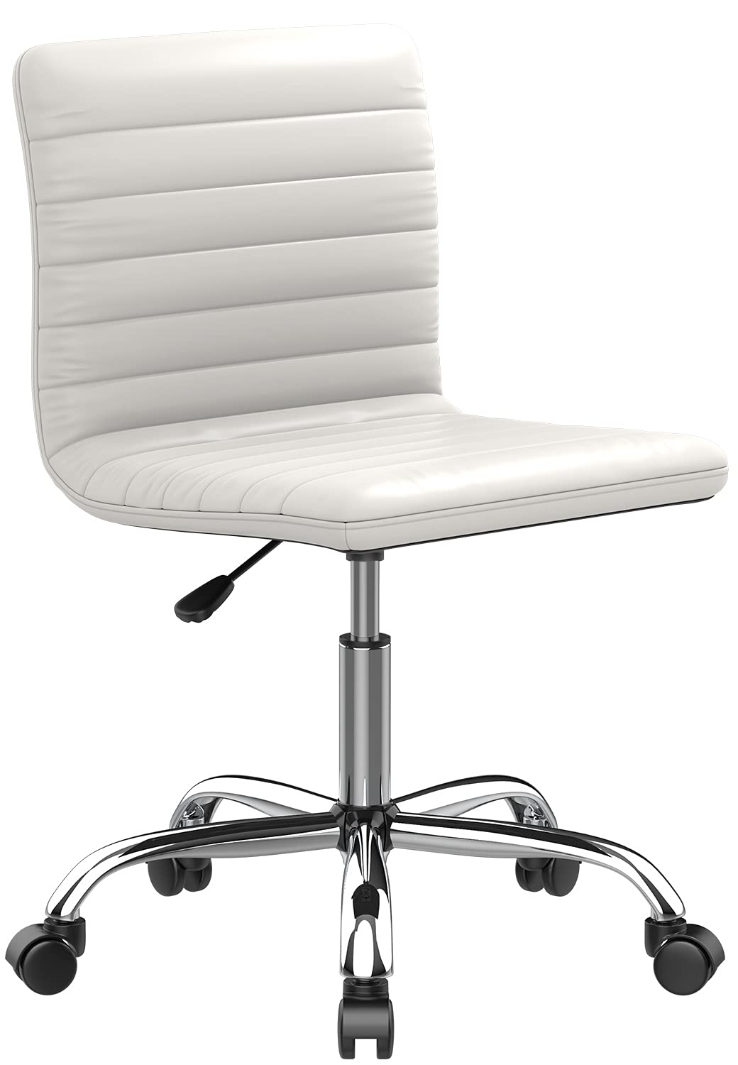 Home Office Chair, Computer Chair Adjustable Height Ribbed Low Back Armless Swivel Conference Room Task Desk Chairs (White)