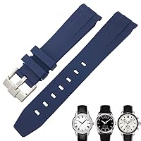19mm 20mm Curved End Rubber Watchband for Tissot 1853 Lelocle PRC200 Rolex Submariner Hamilton Omega Waterproof Watch Strap (Color : Blue 1, Size : 19mm)