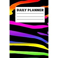 Daily Planner: Neon Colorful Zebra Animal Print Daily Planner for Your Schedule, Intentions, Gratefulness, Priorities, Connection with People, ... Safari Traveler, Animal Lover, Student & Mom
