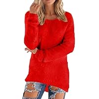 Women Long Sleeve Sexy V Neck Mohair Loose Casual Tunic Pullover Sweater Blouse Tops Baggy Jumper(Army Green, L)