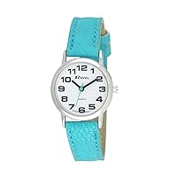 Ravel Women's Easy Read Watch with Big Numbers (Small) - Light Blue/Silver Tone/White Dial