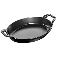 Staub 40509-341 Oval Stackable Dish, Black, 11.0 inches (28 cm), Enameled Iron