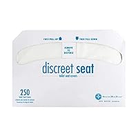 Discreet Seat DS-1000 Half-Fold Disposable Toilet Seat Covers, White, 4-Pack of 250