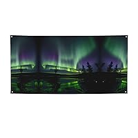 Holiday Party Banner - UV Resistant and Fade-Proof, Perfect for Halloween and Christmas Decorations Dark Northern Lights