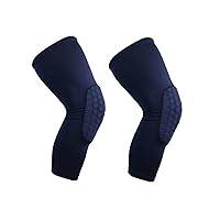Knee Pads for Youth Adult, Basketball Knee Brace Support, Collision Avoidance Kneepad Compression Calf Shin Sleeve for Football Cycling -1Pair (Dark Blue,Medium)