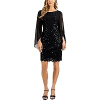 Connected Apparel Womens Sequined Lace Sheath Dress