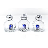 Lourdes Holy Water Bottles - 3 Round Blue Oval Bottles Filled with Genuine Holy Water Plus Lourdes Prayer Card