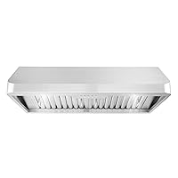 COSMO QB90 36 in. Under Cabinet Range Hood with Push Button Controls, Permanent Filters, LED Lights, Convertible from Ducted to Ductless (Kit Not Included) in Stainless Steel, 36 inches