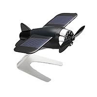 1Pcs Airplane Decorate Solar Powered Aircraft Model Car Dashboard Rotatefor Indoor and Car Interior Office (Black)