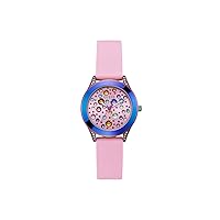 GUESS Women's 34mm Watch - Pink Strap Pink Dial Iridescent Case