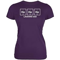 Old Glory He He He Helium Laughing Gas Funny Periodic Table Juniors Soft T Shirt Purple MD