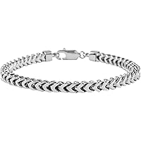 Savlano 925 Sterling Silver Rhodium Plated 3.5MM, 5.5MM Franco Square Box Chain Bracelet for Men-Made In Italy Comes with a Gift Box