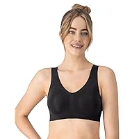 Hanes Womens Invisible Embrace Moisture Wicking Pullover Bralette, M, Black