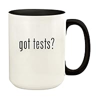 got tests? - 15oz Ceramic Colored Handle and Inside Coffee Mug Cup, Black