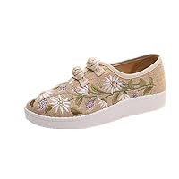 Women and Ladies Embroidery Plus Size Casual Traveling Sneaker Flat Shoes