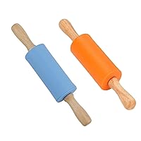 Kids Rolling Pin,Mini Rolling Pin for Dough Rollers for Baking supplies Home Kitchen, 9Inch clay rolling pin 2PCS