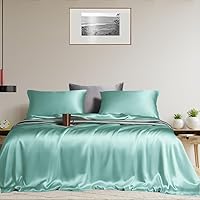 Linenwalas Sheet Set Twin XL, Eucalyptus Tencel Lyocell Sheets Set Twin XL Size - Cooling Breathable Silk Soft, 1 Fitted 1 Flat and 1 Pillowcases (Twin XL/Aqua)