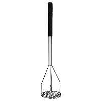 18-inch Round Potato Masher Chrome Plated with Soft Grip Handle- Masher Kitchen Tool & Food Masher/Potato Smasher Perfect for Bean Vegetable Fruits Avocado and Meat