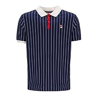 Fila Vintage BB1 Classic Striped Polo Shirt Navy/Gardenia Red-M