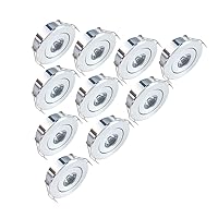 10 Pack Recessed Lighting 1W 120 Lumens Mini LED Recessed Ceiling Downlight Kit Cool White 6000K - Silver Aluminum Light Shade & Acrylic Mirror with LED Driver
