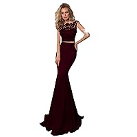 Women's Mermaid Long Evening Gowns Two Pieces Wedding Party Dresses