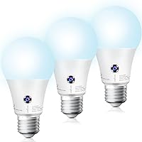 5000K Daylight LED Light Bulb 10.5 Watt Equivalent 1200LM, Automatic Dusk to Dawn Light Bulbs for Outdoor Lighting, 3 Pack, UL Listed.